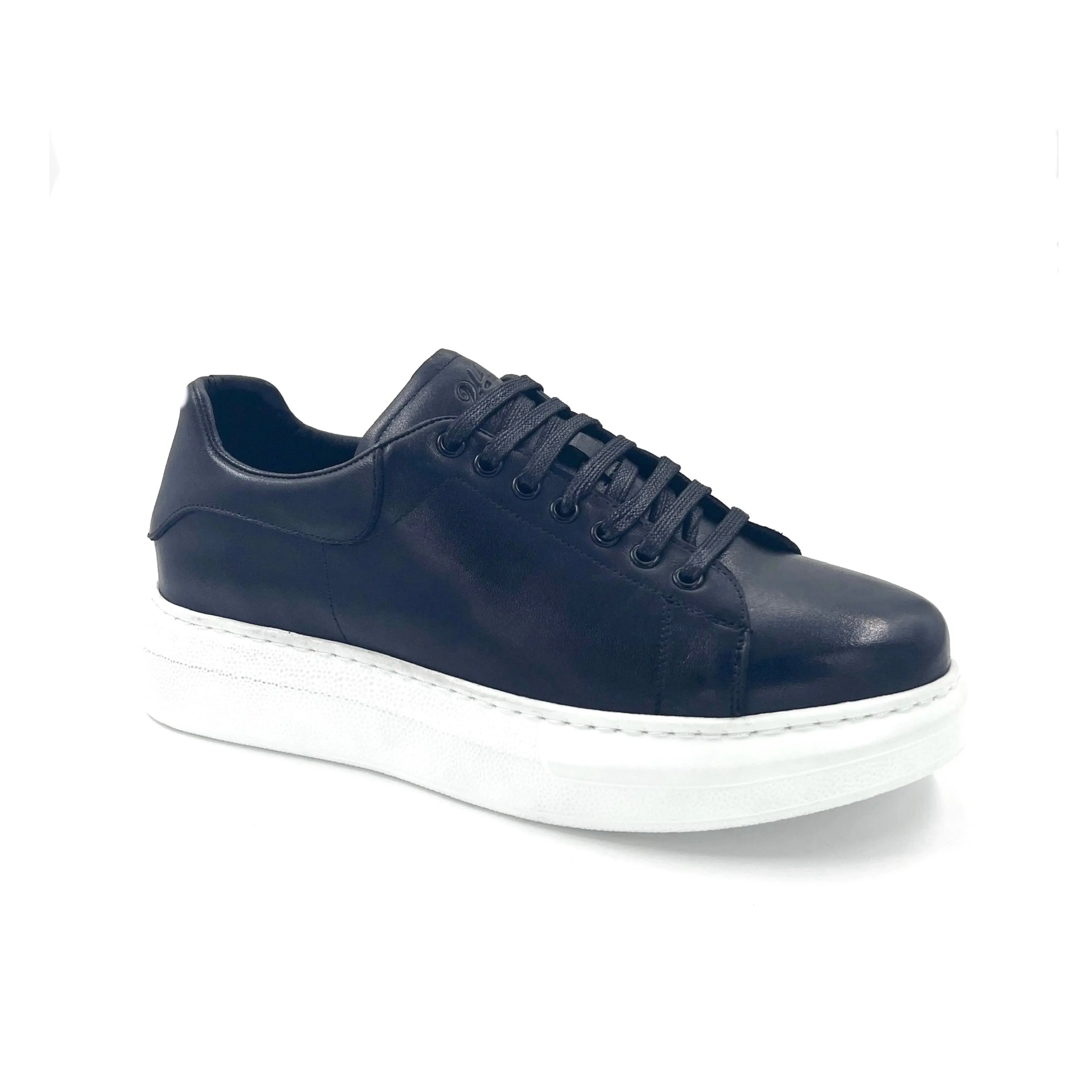 2H #012 Genuine Leather Black Casual Shoes