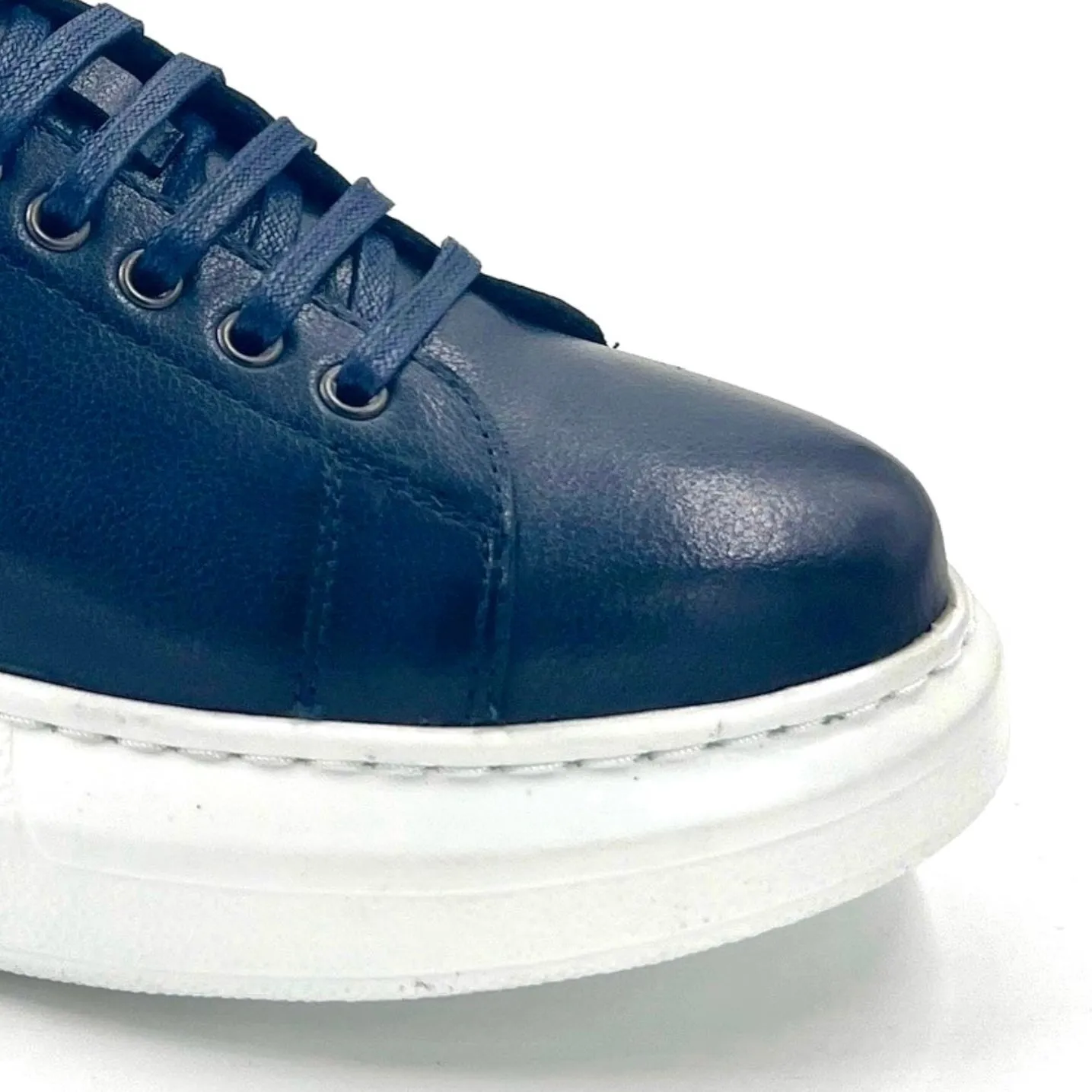 2H #014 Genuine Leather Navy Casual Shoes