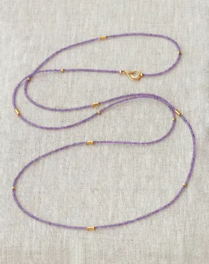 42" Amethyst Gold Beads Necklace