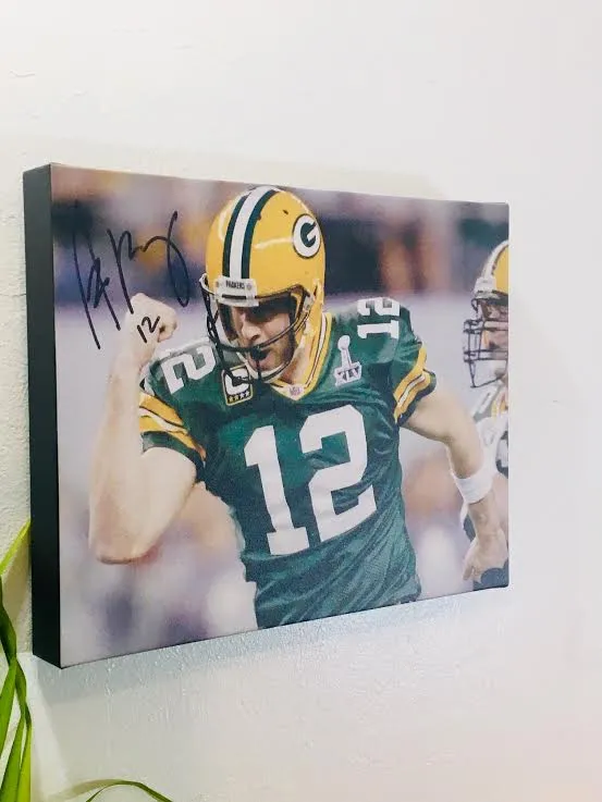 Aaron Rodgers Green Bay Packers Facsimile Autograph 11x14 Canvas Print Wall Art