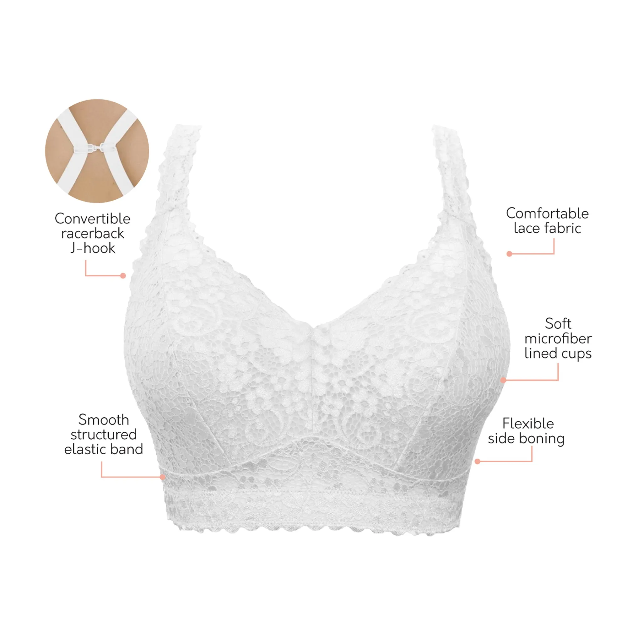 Adriana Lace Bralette - Pearl White