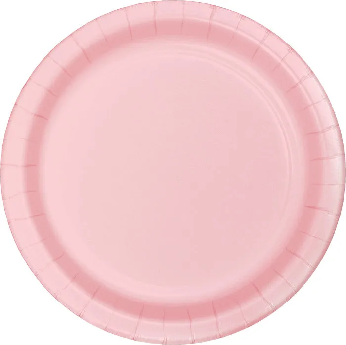 Bulk Classic Pink Paper 6.75 inch Dessert Plates (240 per Case)