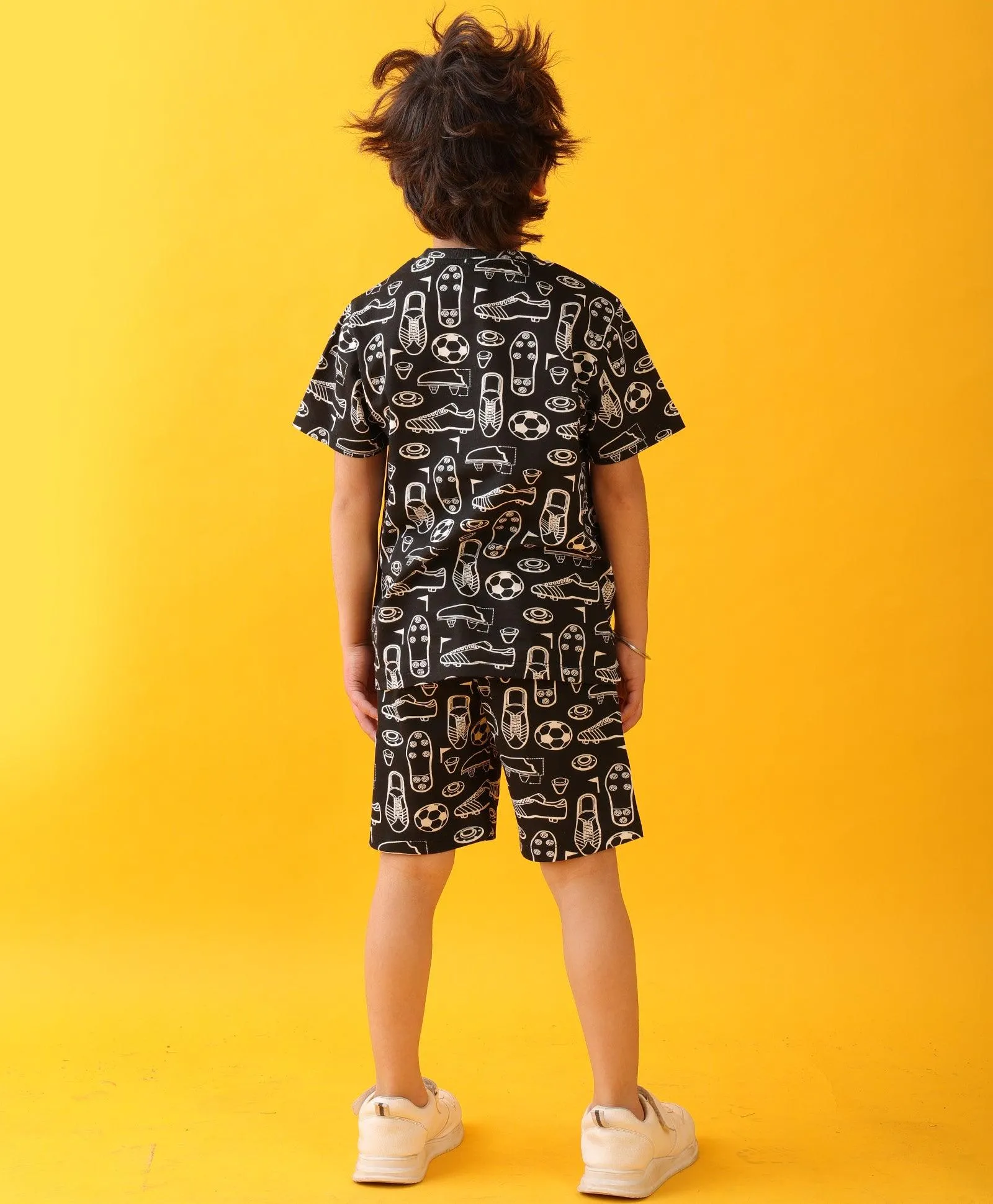 FOOTBALL SHOES T-SHIRT SHORTS SET - BLACK
