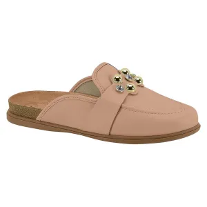 Gold Studs Beige Slide Flats