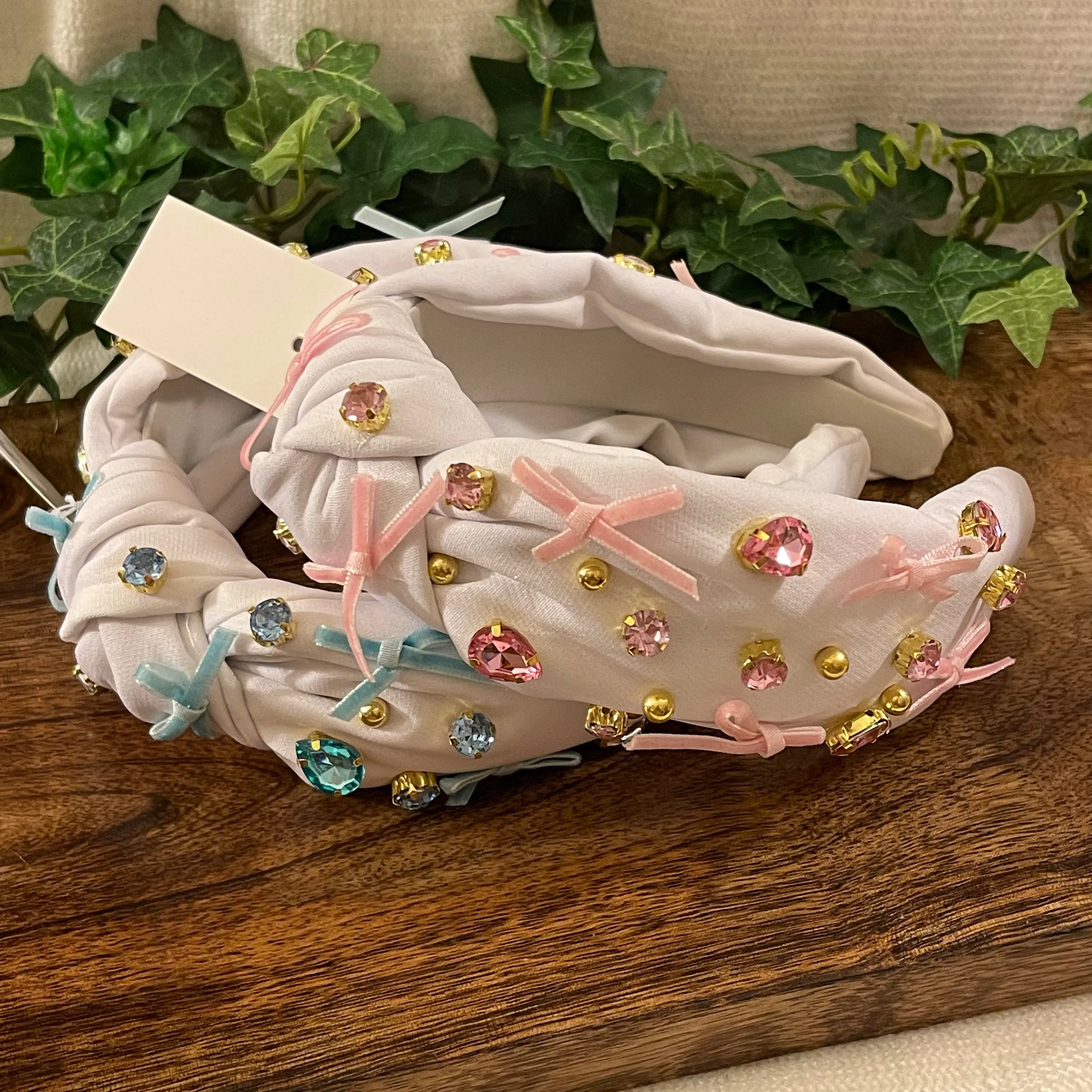Headband Embellished with Pink Bows