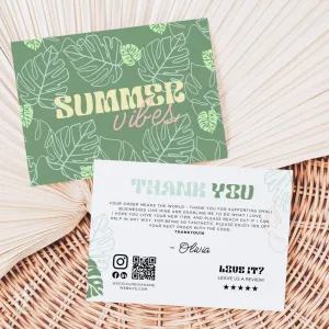 Retro Summer Tropical Business Thank You Card Canva Template