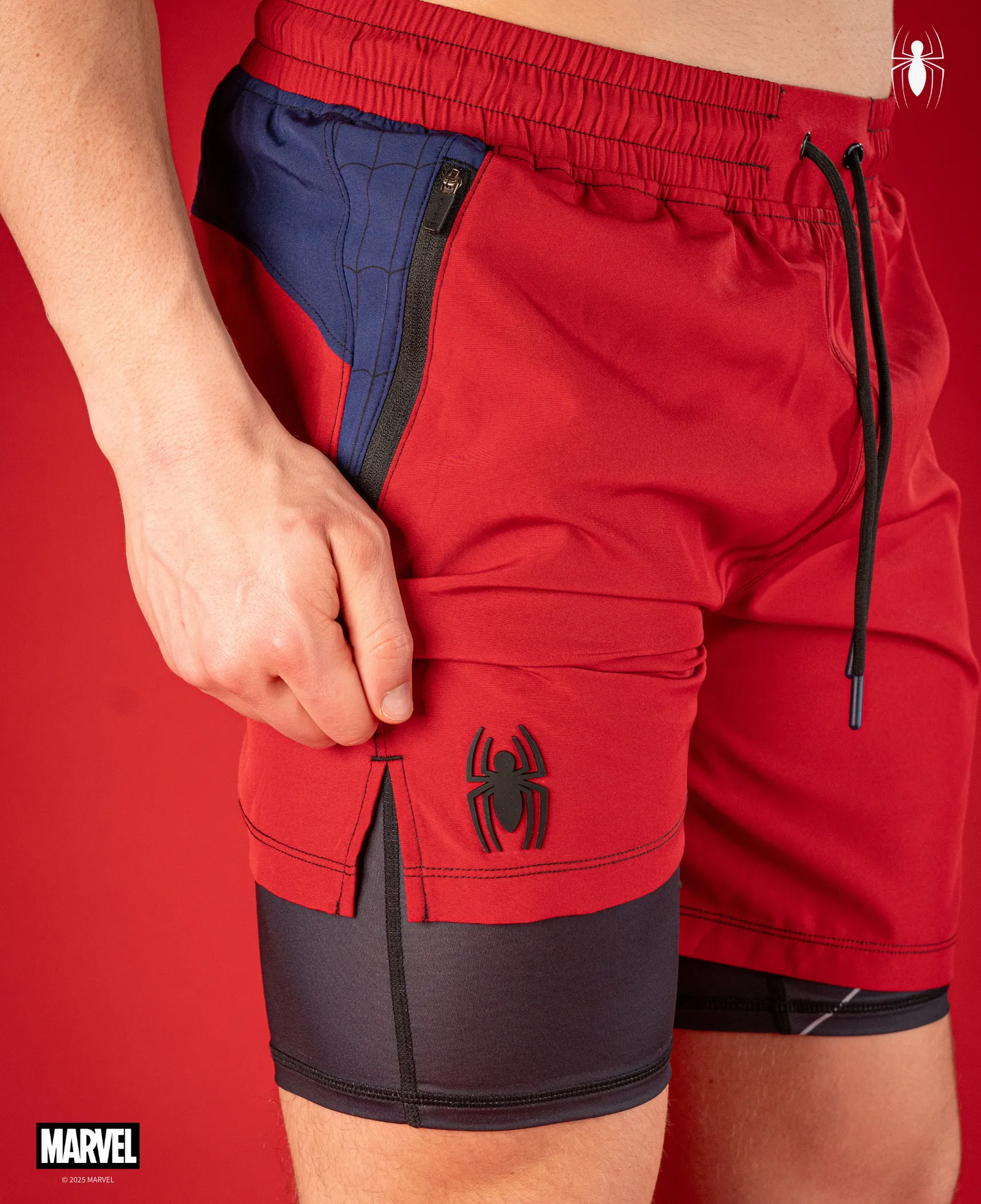 SPIDER-MAN Performance Lined Shorts 7" - Spidey Red